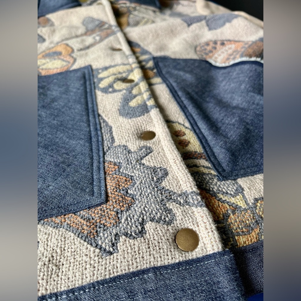 Lined butterfly jacket, reworked vintage tapestry blanket, ladies' size S-L - Picture 8 of 11